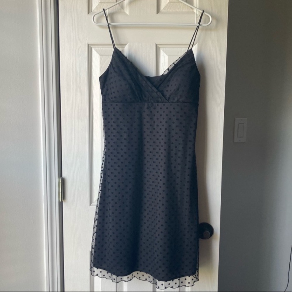 Black Swiss Dot Cami Dress - LBD - Size 10